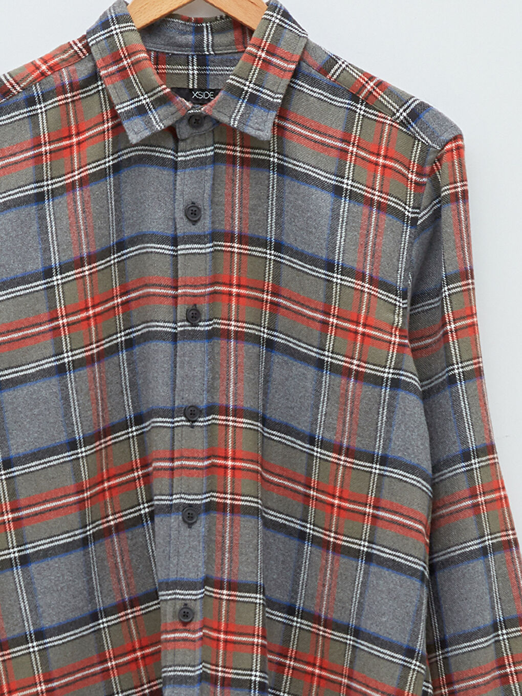 Chemise en flanelle à carreaux à manches longues coupe régulière pour hommes-8