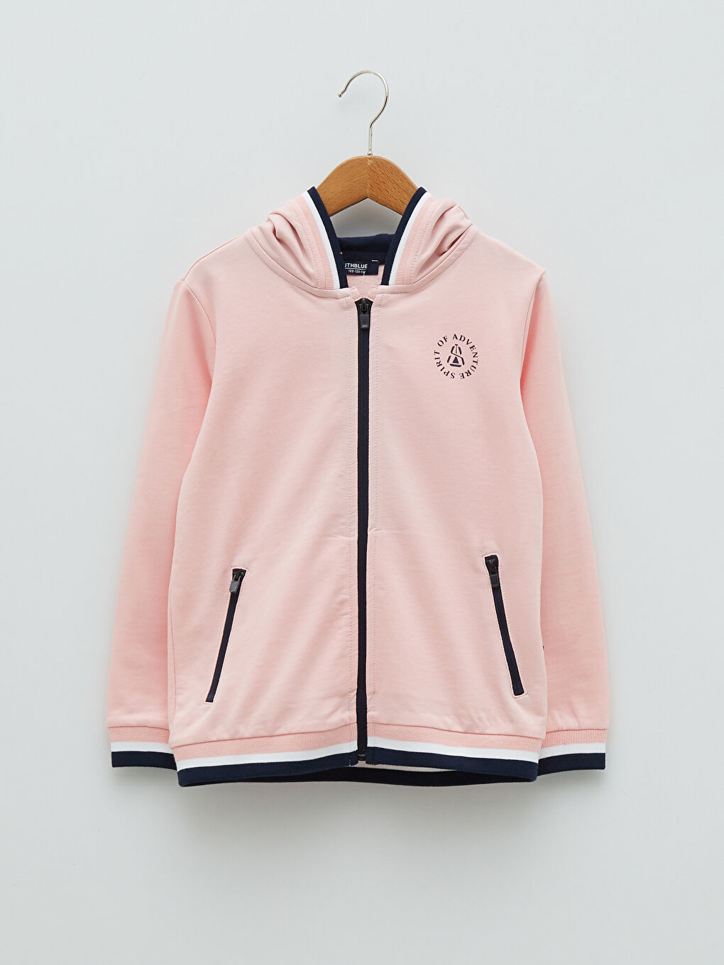 SOUTHBLUE Pembe Kapüşonlu Baskılı Uzun Kollu Kız Çocuk Fermuarlı Sweatshirt