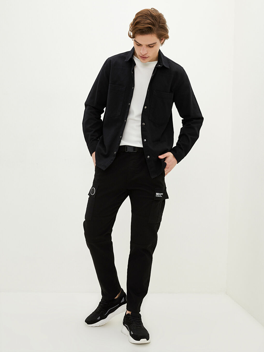 Siyah Standart Kalıp Gabardin Erkek Pantolon-1