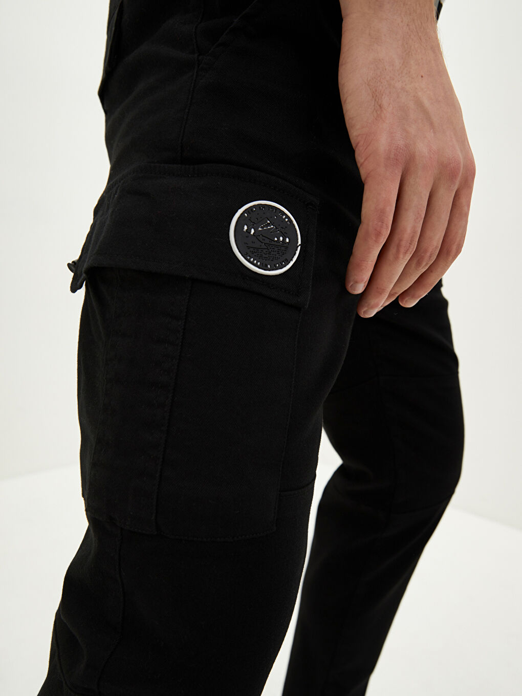 Siyah Standart Kalıp Gabardin Erkek Pantolon-3