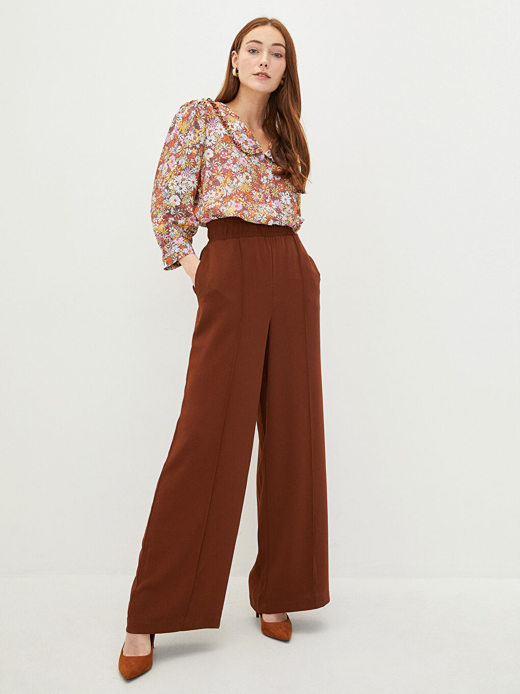 Baby Collar Floral Poplin Woman Shirt-3