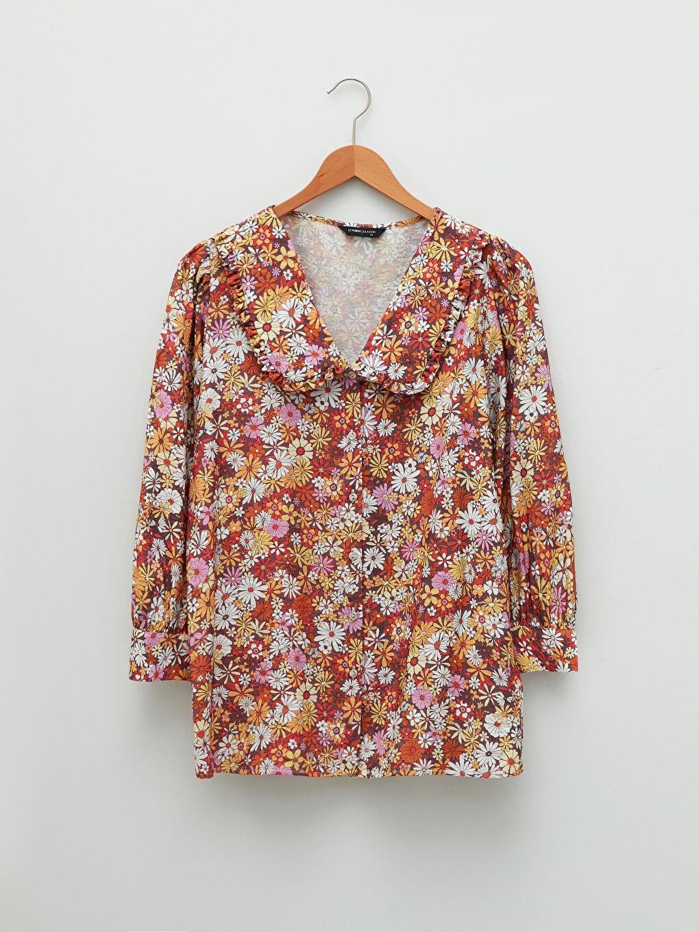Baby Collar Floral Poplin Woman Shirt-5