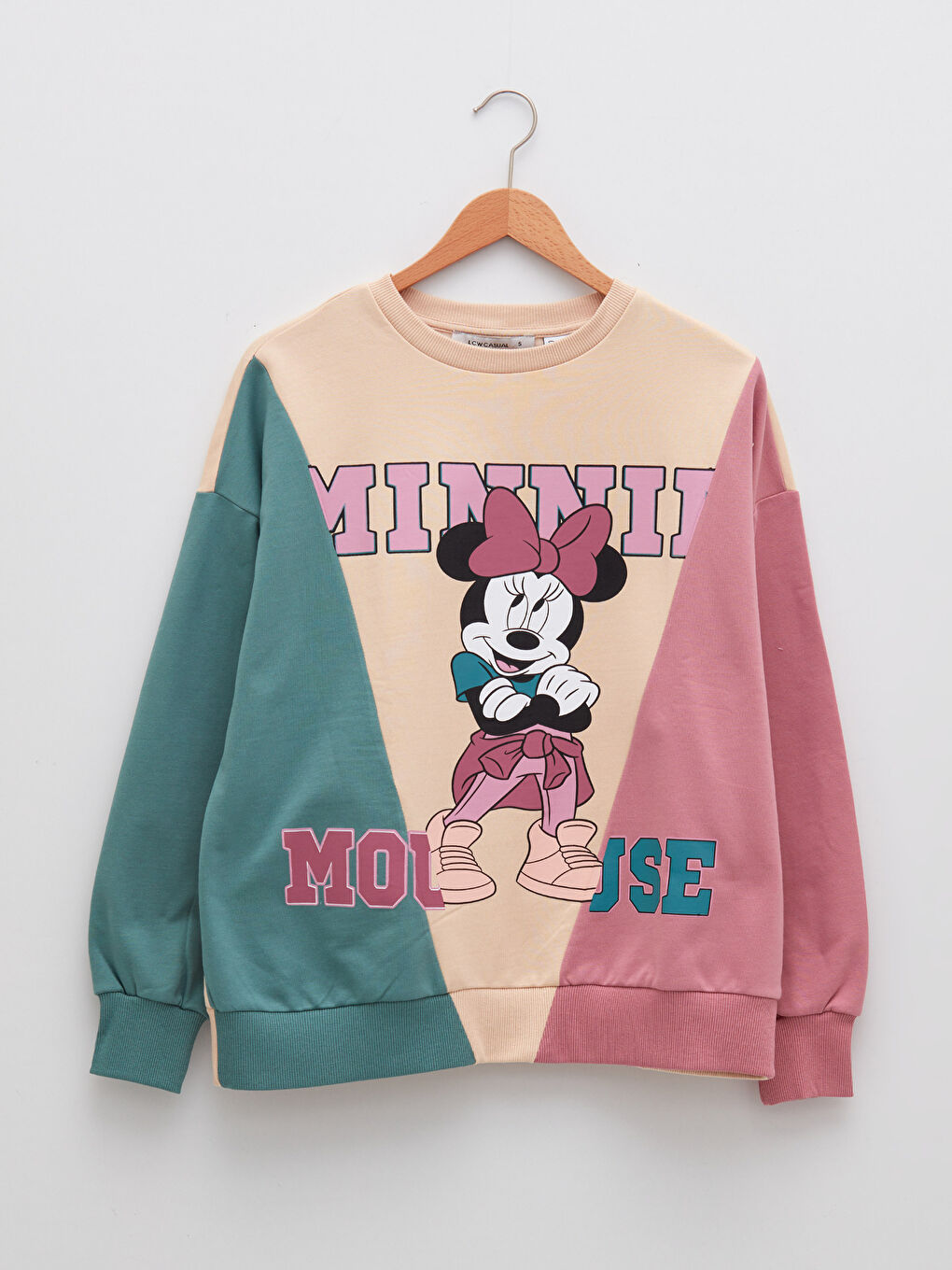 Hanorac cu Guler Rotund Imprimat Minnie Mouse cu Mânecă Lungă pentru Femei-5