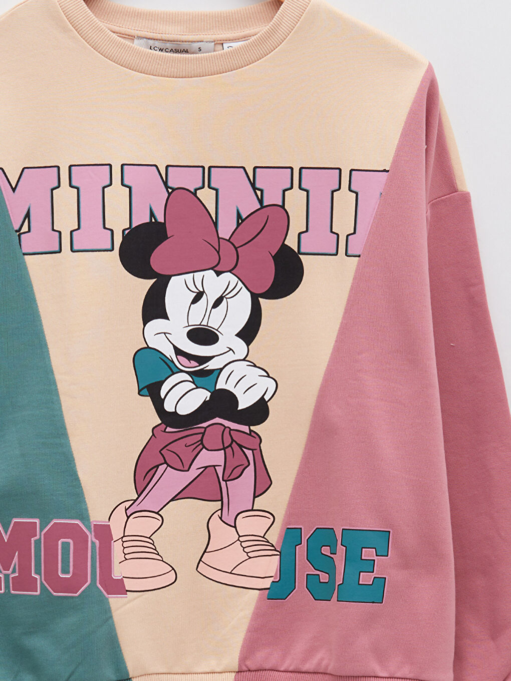 Hanorac cu Guler Rotund Imprimat Minnie Mouse cu Mânecă Lungă pentru Femei-7