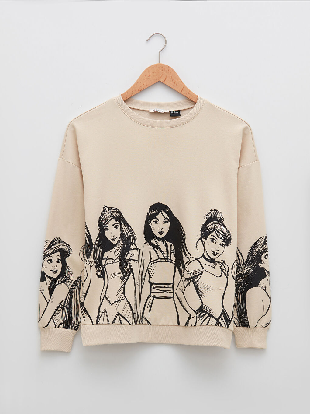 LCW Vision Açık Bej Bisiklet Yaka Princess Baskılı Uzun Kollu Kadın Sweatshirt - 5