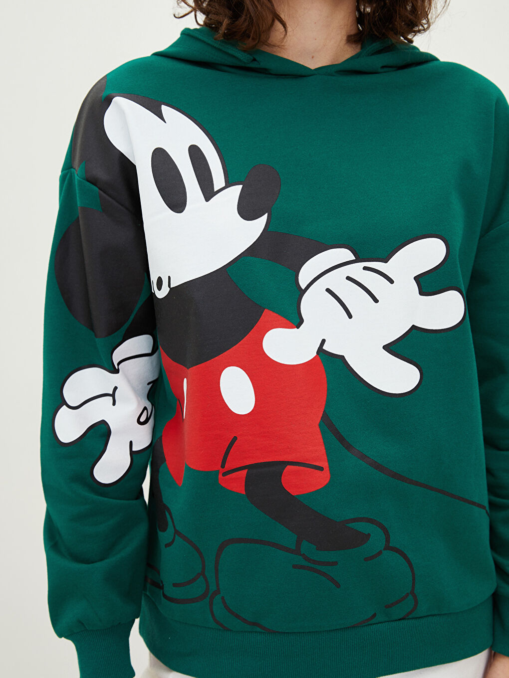LCW Vision Hooded Mickey Mouse Printed Long Sleeve Women's Sweatshirt -W1JS42Z8-HFR