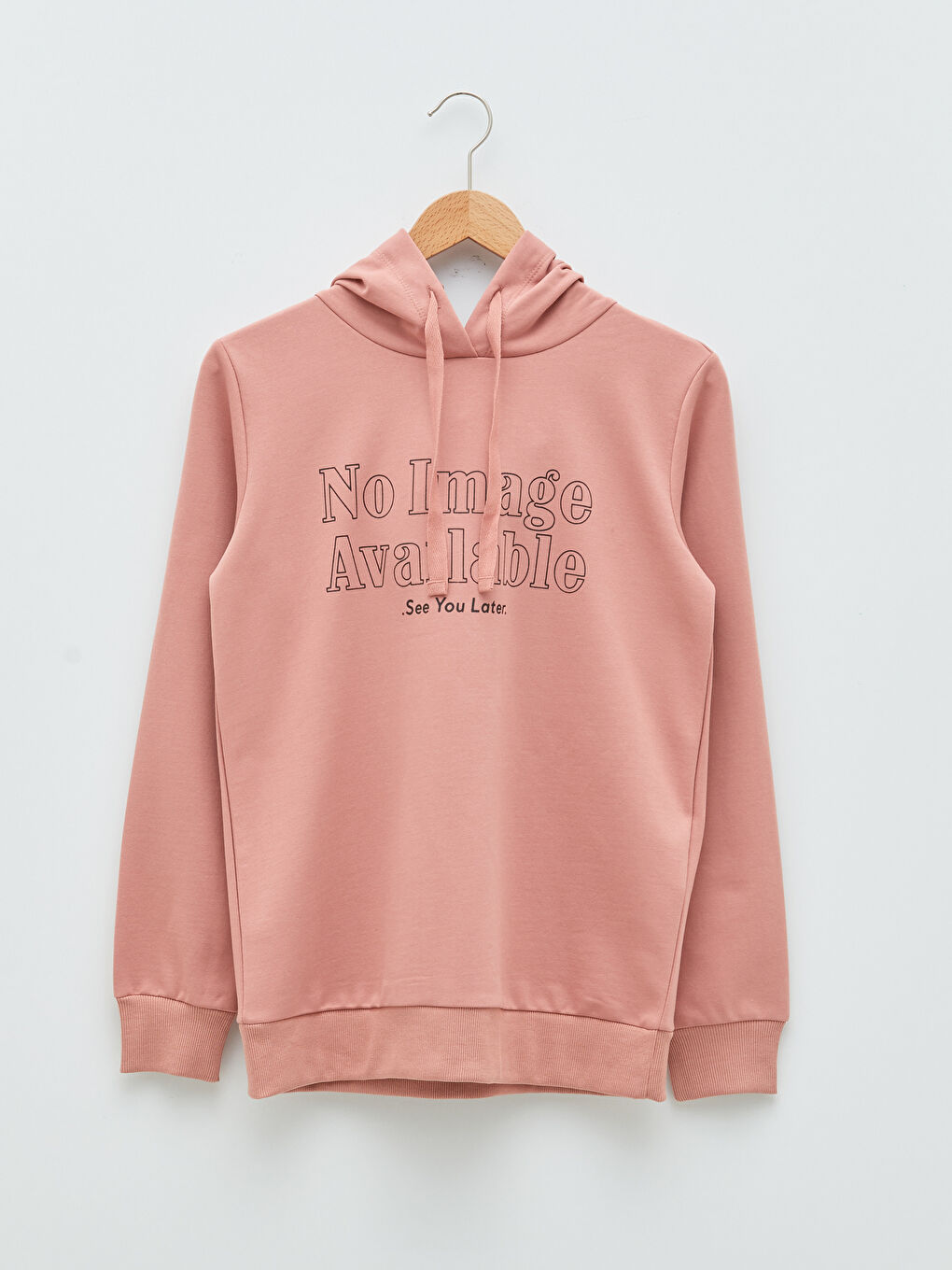 LCW Vision Hooded Slogan Printed Long Sleeve Women's Sweatshirt -W1JS90Z8-SBM