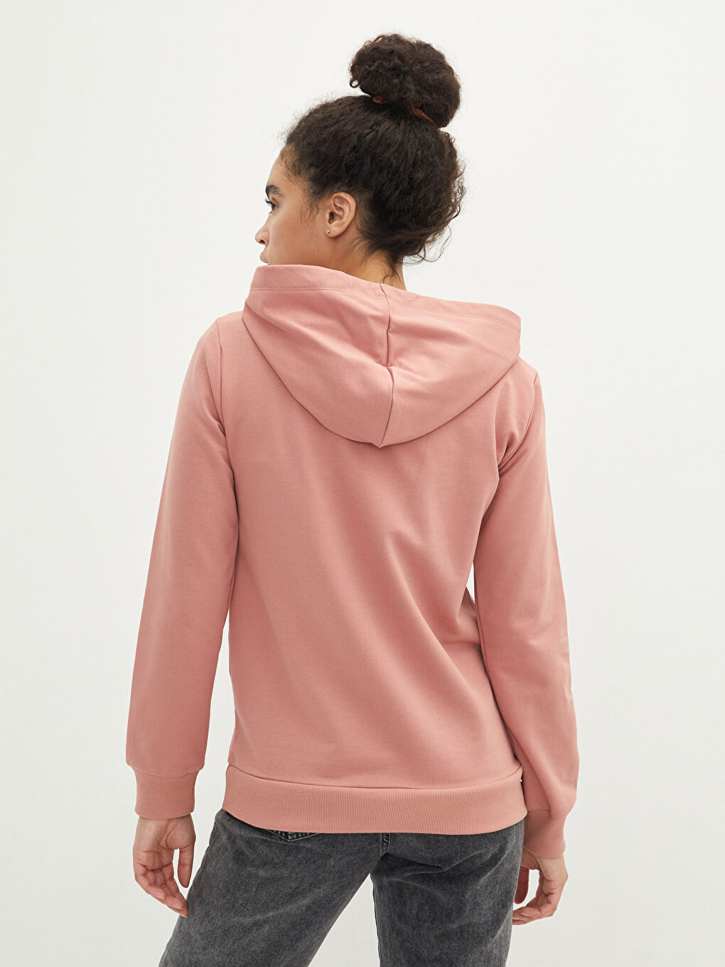 LCW Vision Hooded Slogan Printed Long Sleeve Women's Sweatshirt -W1JS90Z8-SBM