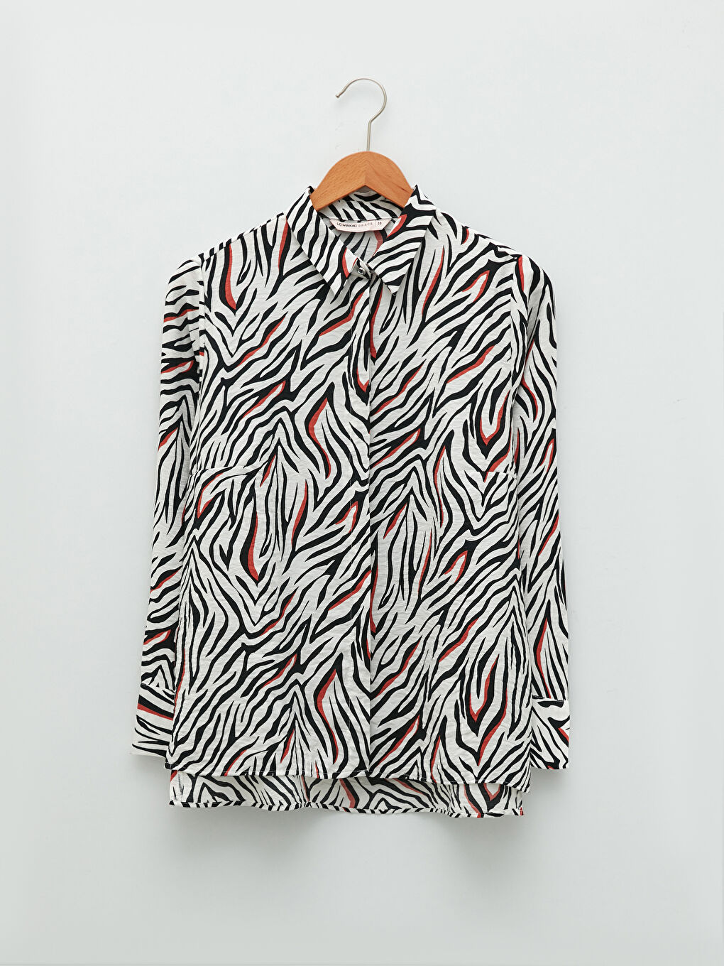 LCW Grace Hidden Button Closure Patterned Long Sleeve Poplin Women's Shirt -W1JS95Z8-LQJ