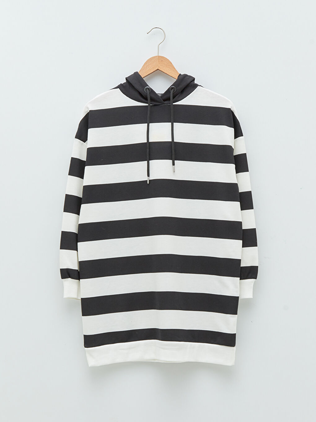 Gestreifte Langarm-Sweatshirt-Tunika mit Kapuze für Damen-5
