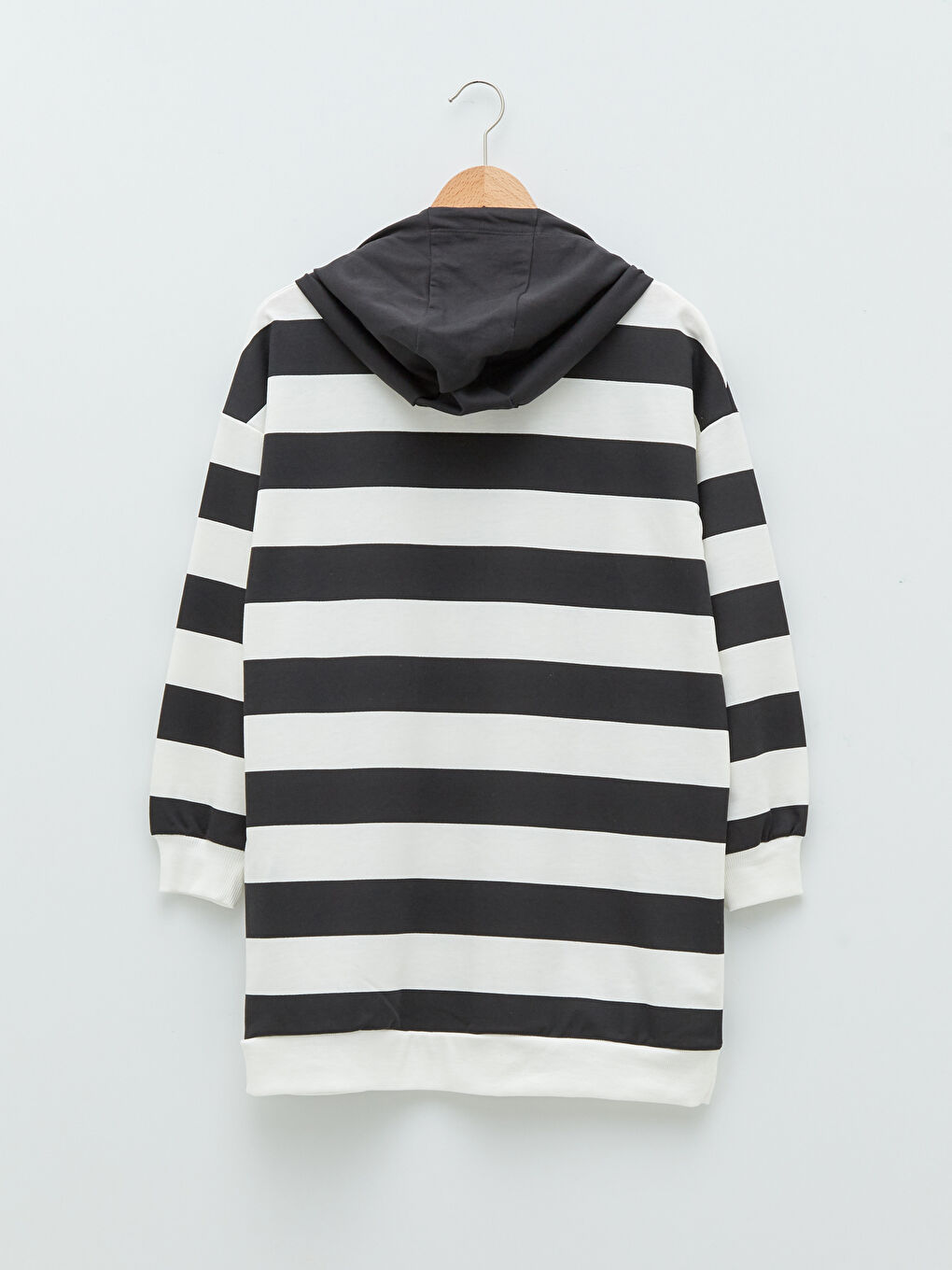 Gestreifte Langarm-Sweatshirt-Tunika mit Kapuze für Damen-6