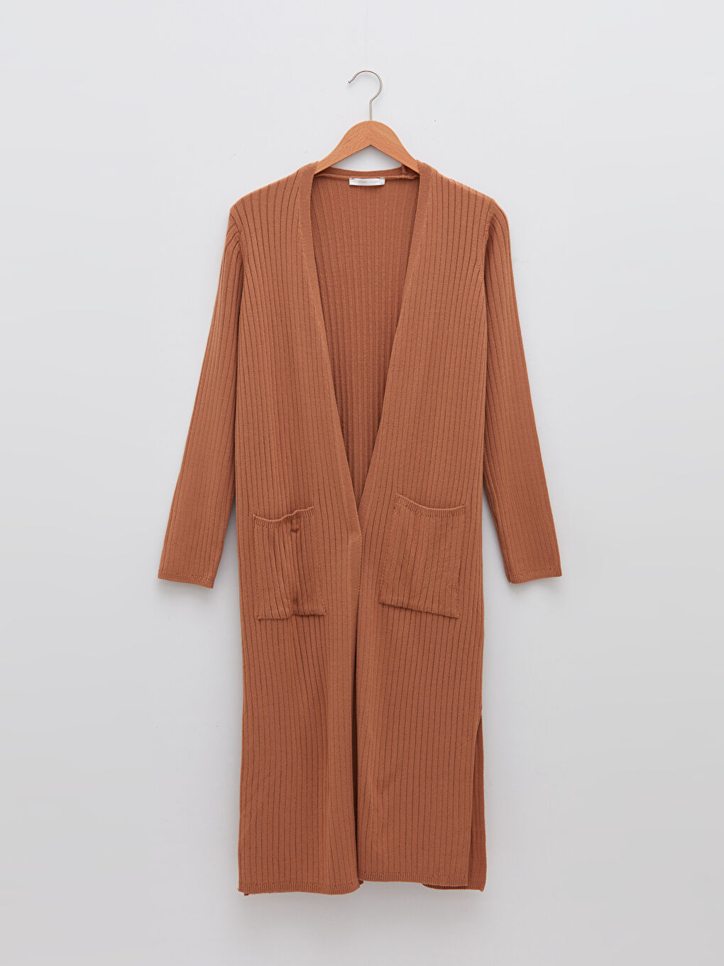 Cardigan en Tricot à Col Double Boutonnage Droit à Manches Longues pour Femmes-5