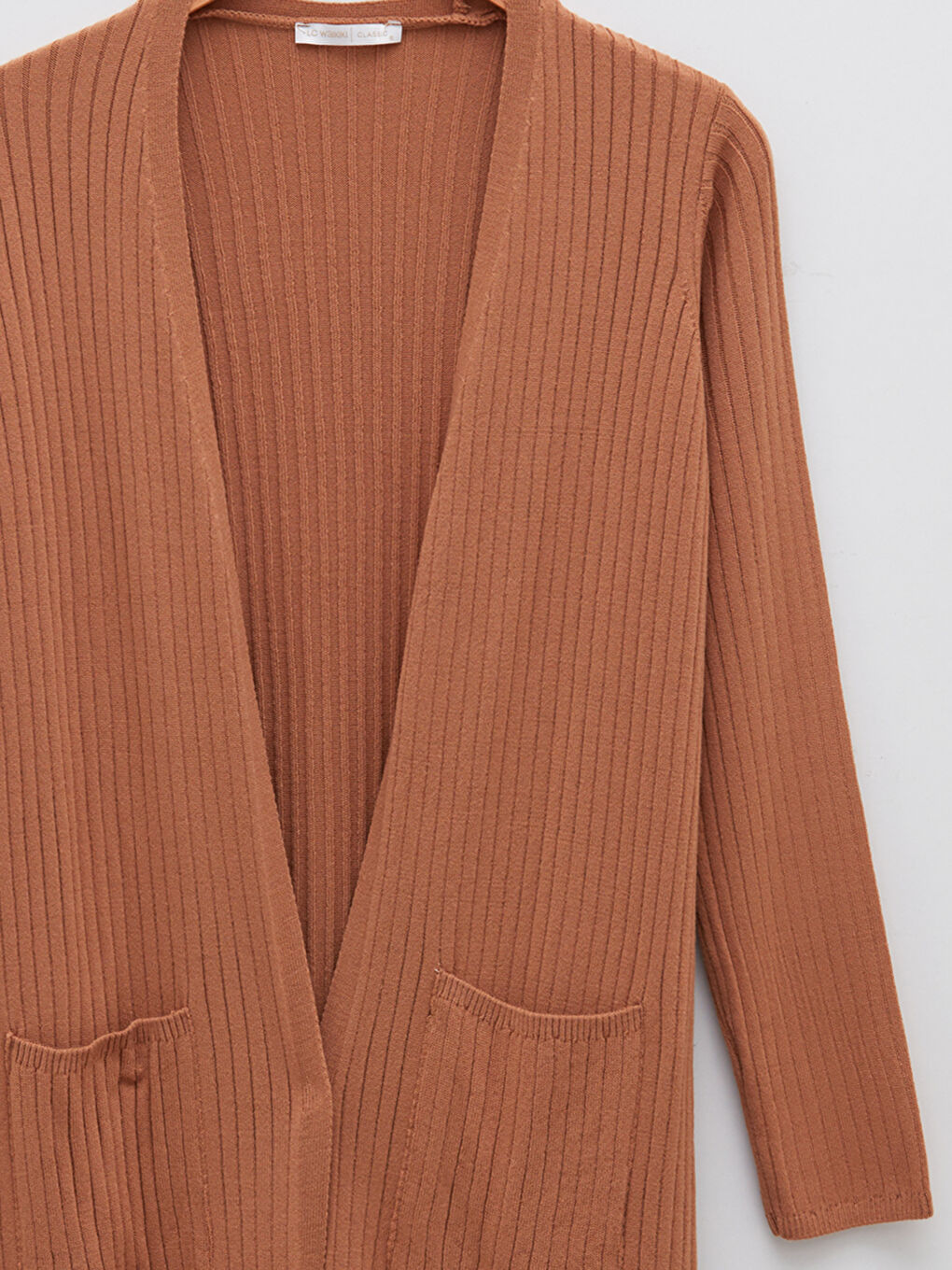 Cardigan en Tricot à Col Double Boutonnage Droit à Manches Longues pour Femmes-7