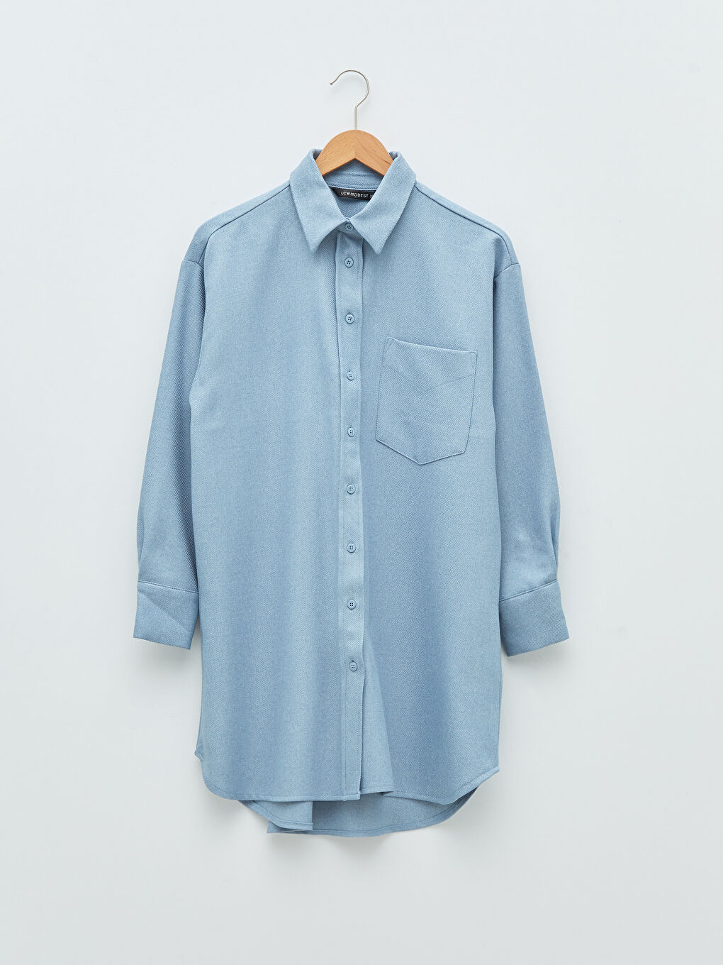 LCW Modest Plain Long Sleeve Twill Women's Shirt Tunic -W1JT20Z8-S0T