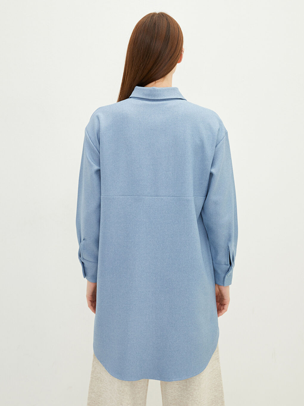 LCW Modest Plain Long Sleeve Twill Women's Shirt Tunic -W1JT20Z8-S0T