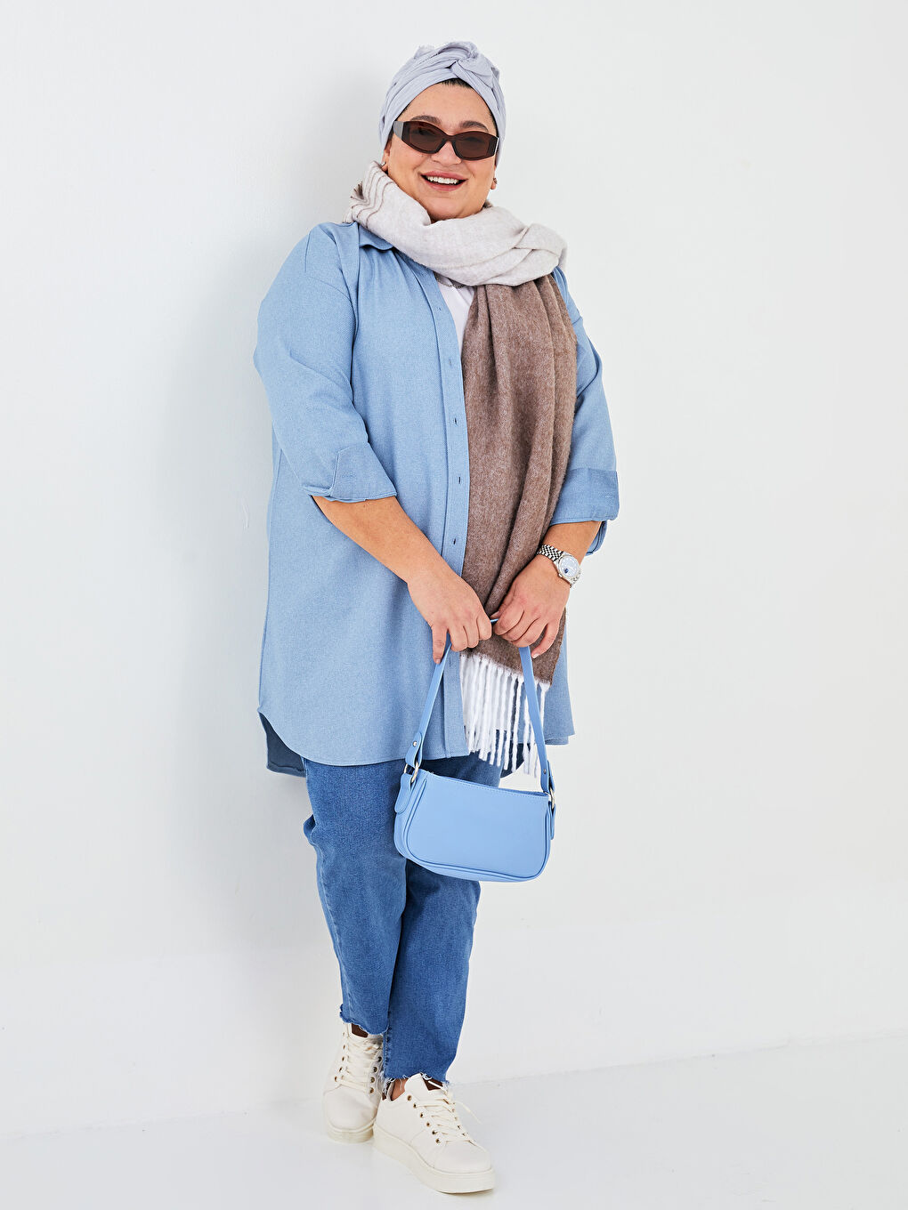 LCW Modest Plain Long Sleeve Twill Women's Shirt Tunic -W1JT20Z8-S0T