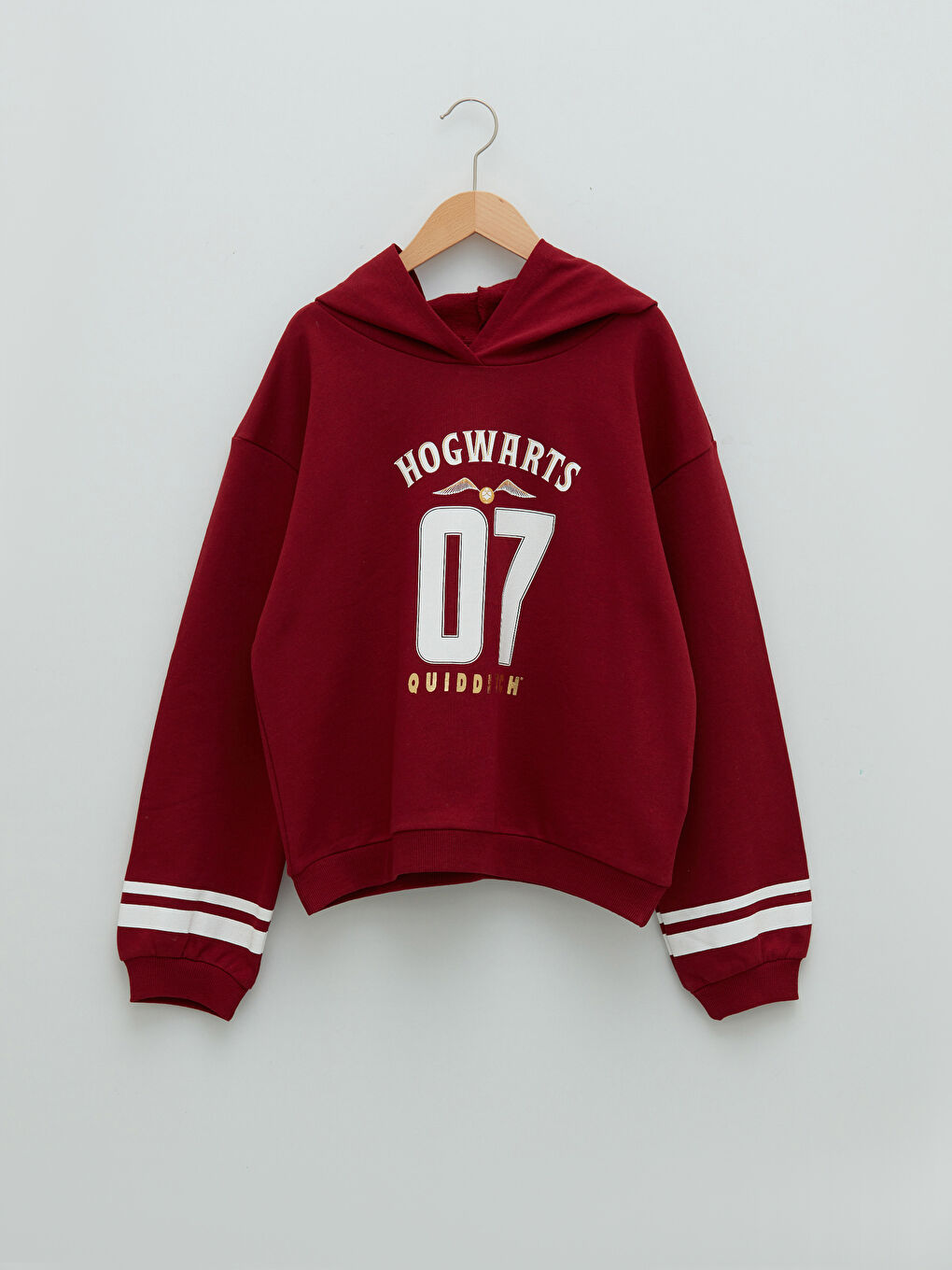 LCW Kids Bordo Kapüşonlu Harry Potter Baskılı Uzun Kollu Kız Çocuk Sweatshirt