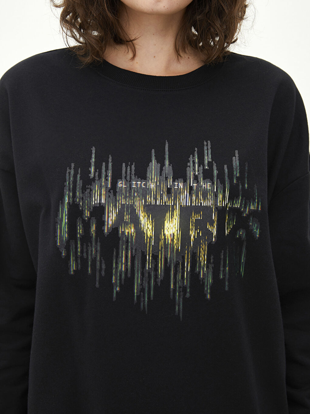Crew Neck Matrix Printed Long Sleeve Women's Sweatshirt-3