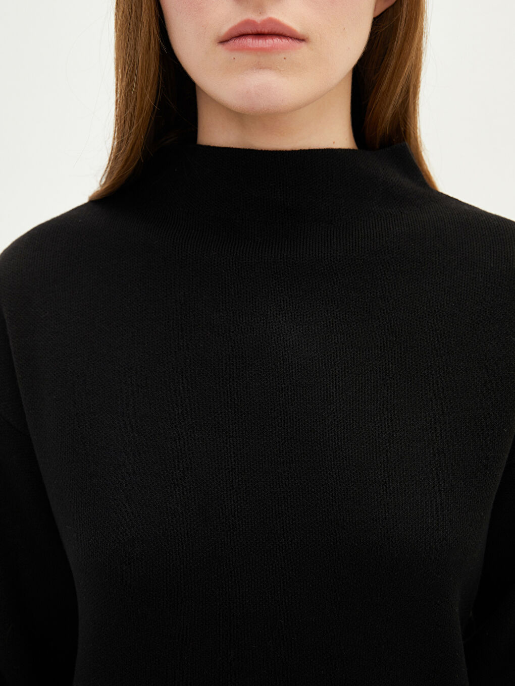 LCW Vision Funnel Neck Plain Long Sleeve Women's Knitwear Dress -W1JT81Z8-CVL