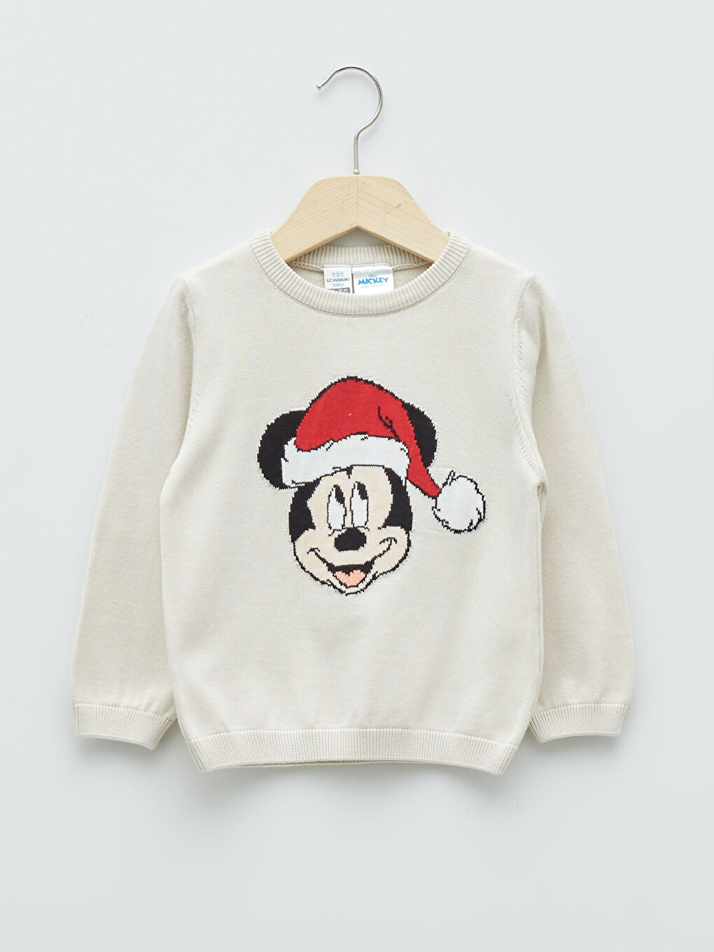 LCW baby Crew Neck Long Sleeve Mickey Mouse Patterned Baby Boy Tricot Sweater -W1JT82Z1-E4S