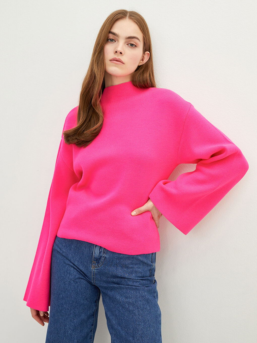 Funnel Neck Women's Knit Sweater