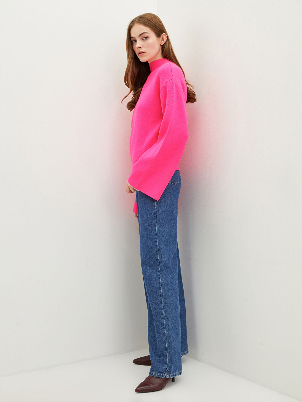 Funnel Neck Women's Knit Sweater-2