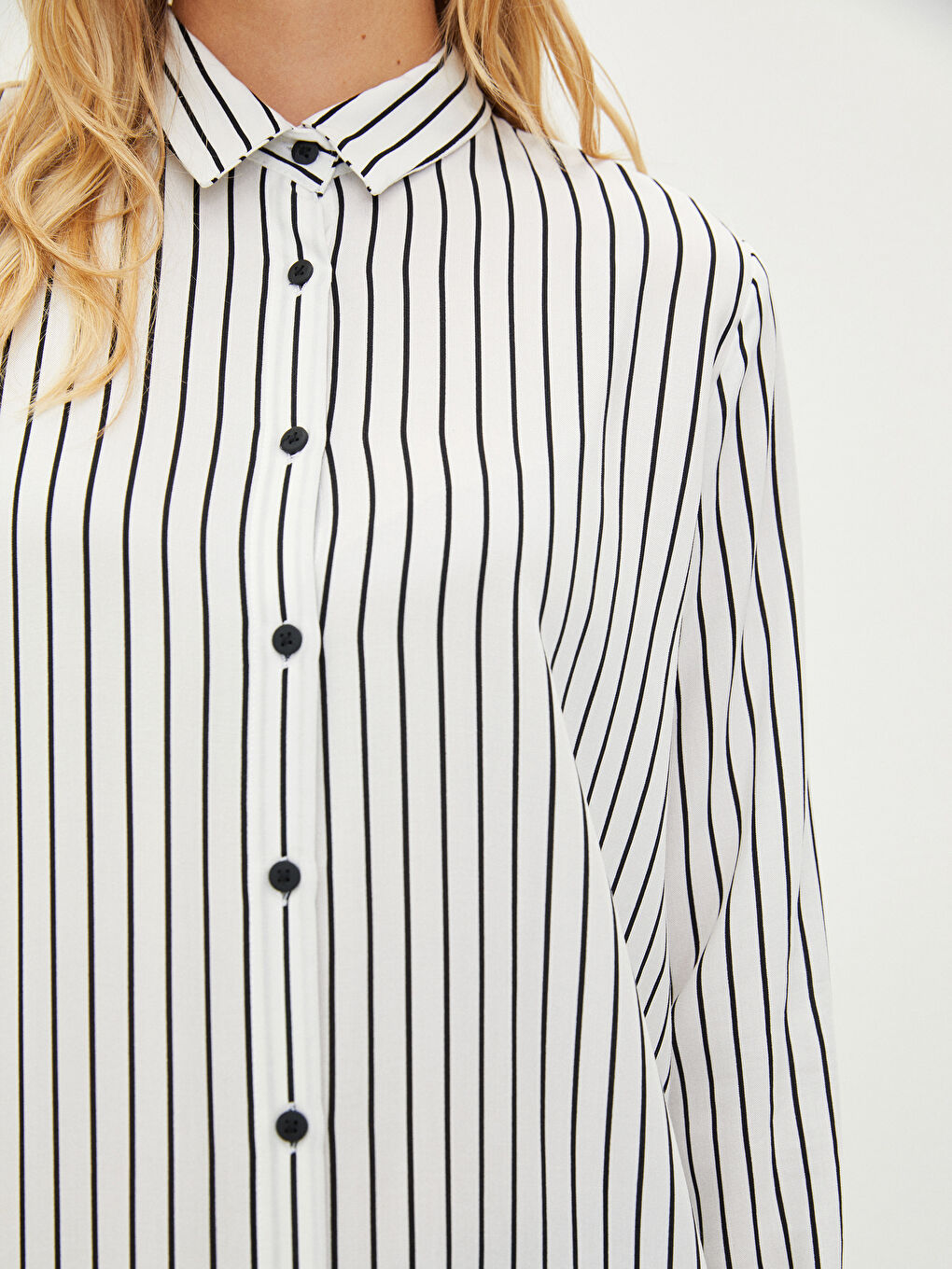 قميص تونيك مخطط كم طويل فيسكوز للسيدات-2