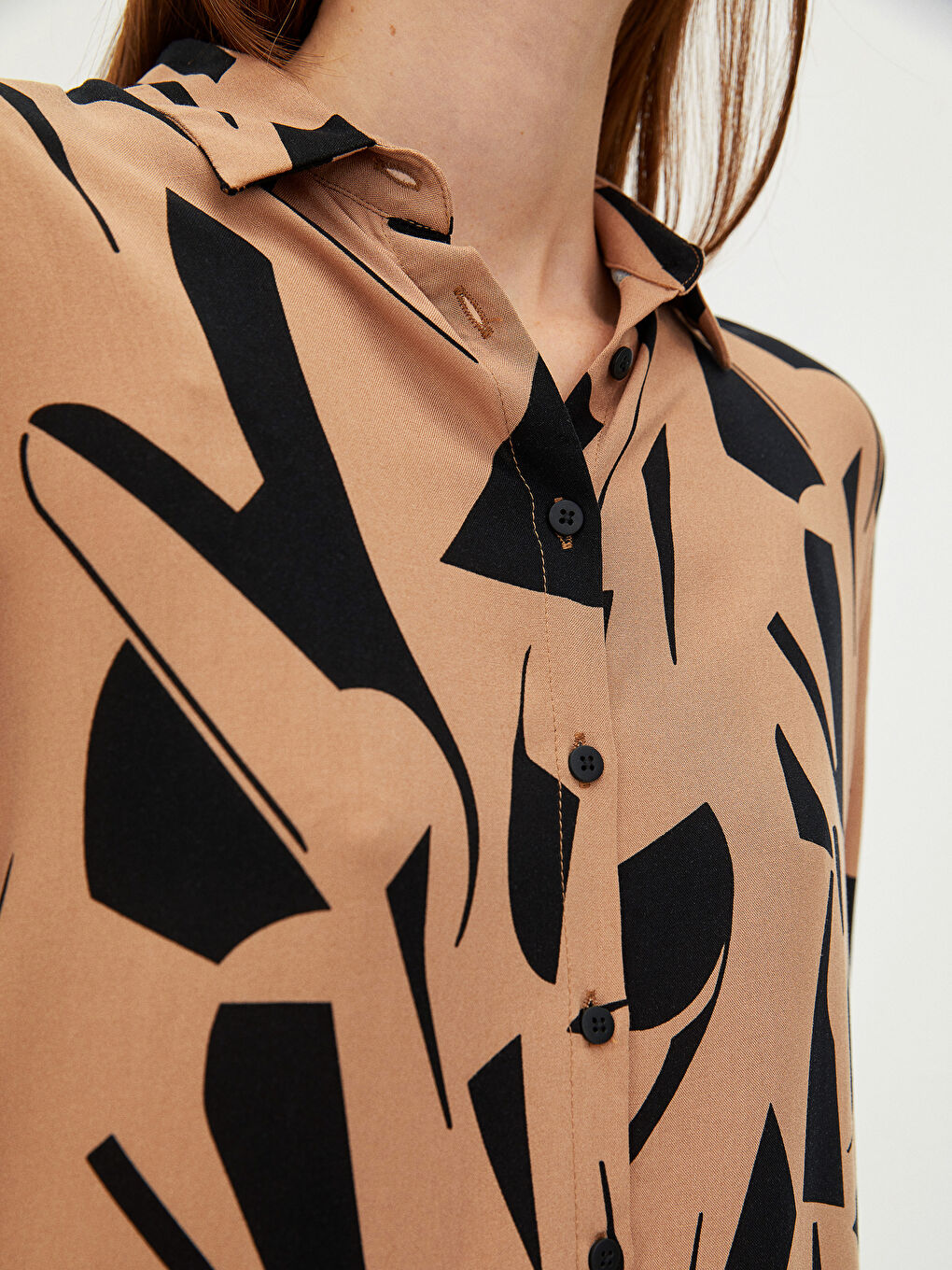 قميص تونيك بوبلين منقوش للسيدات-2