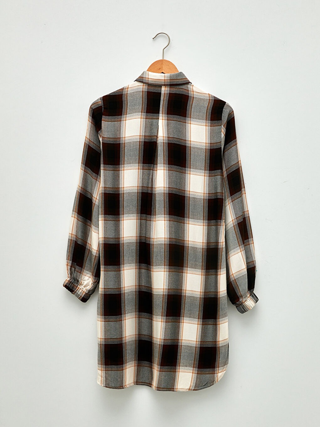 Karo Langarm Viskose Damen Hemd-Tunika-6