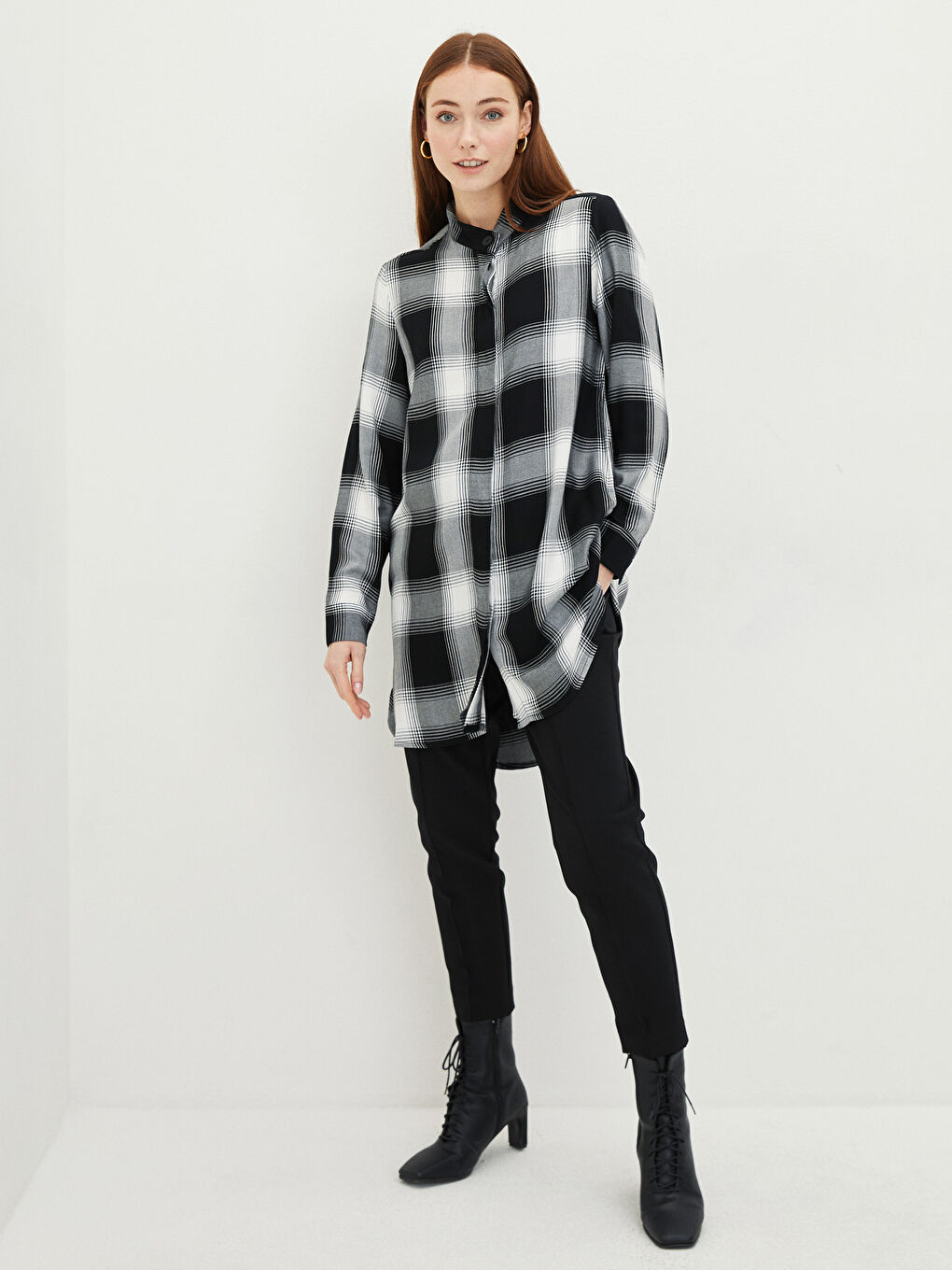 تونیکی یه‌خه‌ی سوننەتی چوارخانە قۆڵ درێژ تویل بۆ ژنان-1