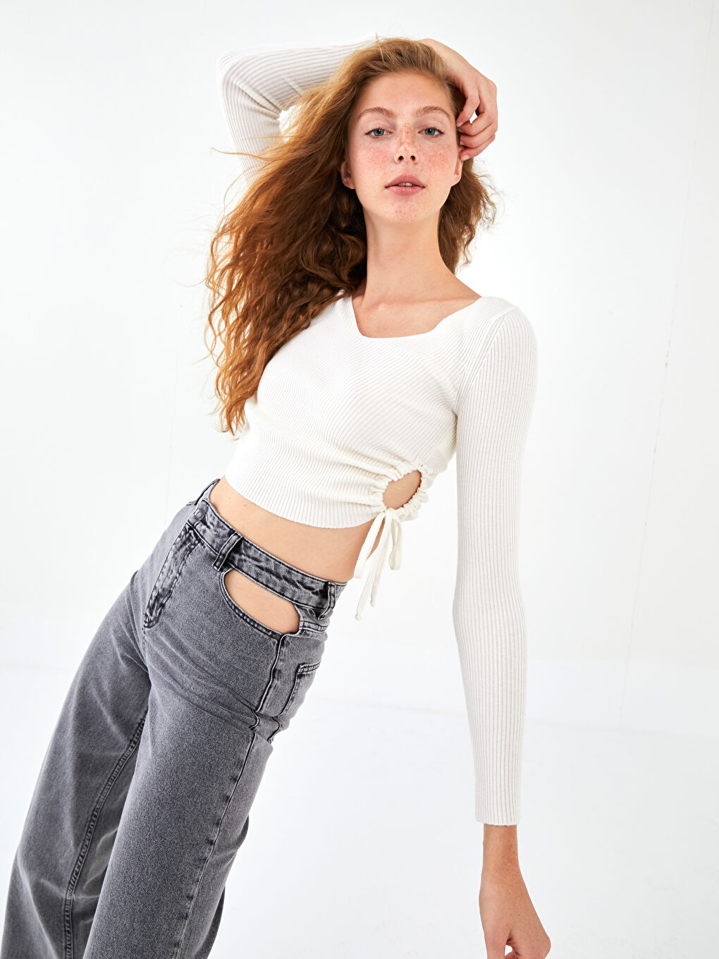 Pulover Tricotat pentru Femei cu Mânecă Lungă și Decolteu în V Simplu