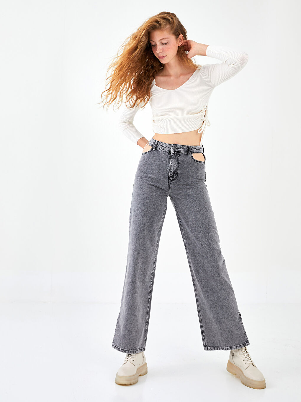 Pulover Tricotat pentru Femei cu Mânecă Lungă și Decolteu în V Simplu-2