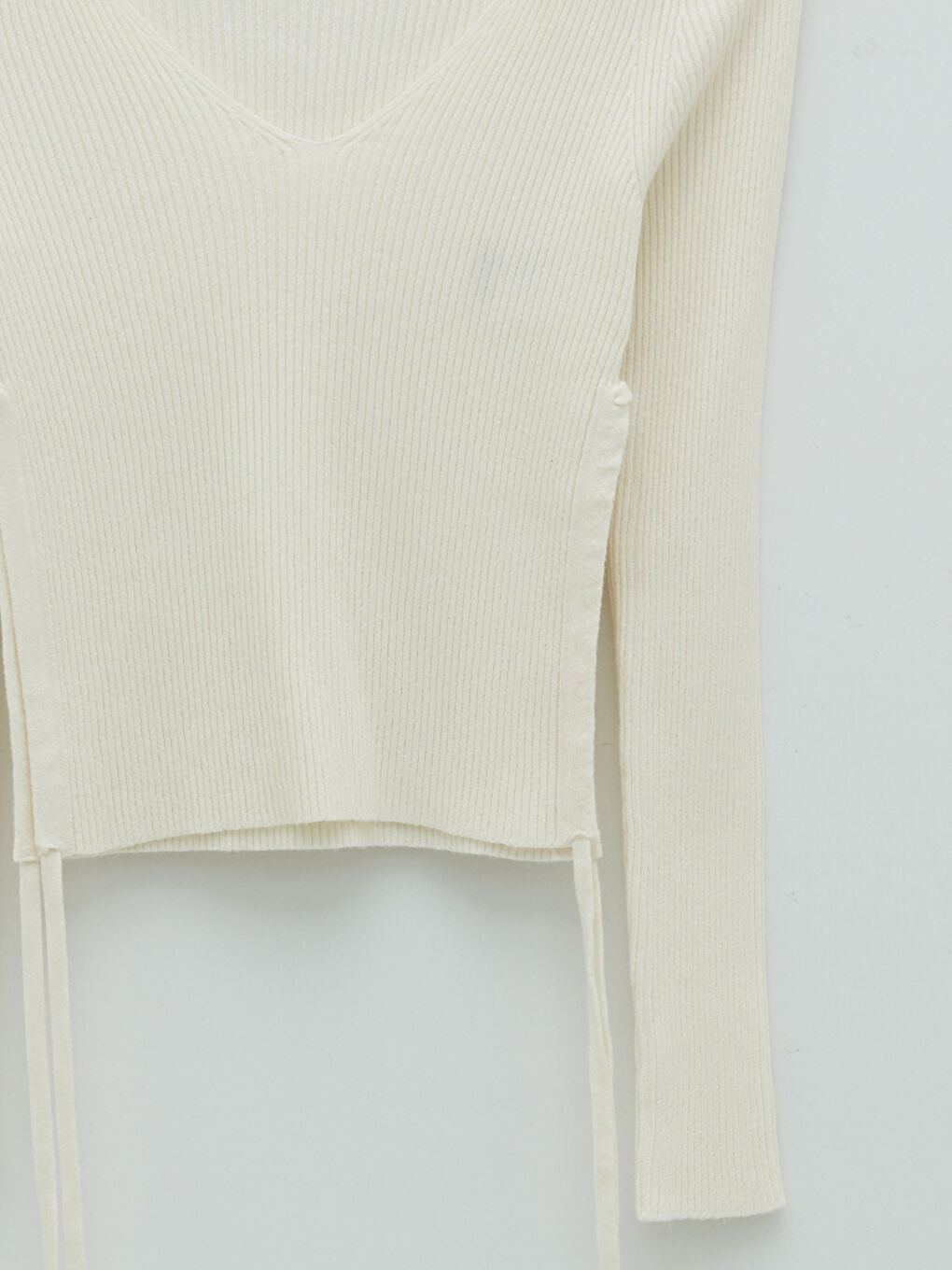 Pulover Tricotat pentru Femei cu Mânecă Lungă și Decolteu în V Simplu-7