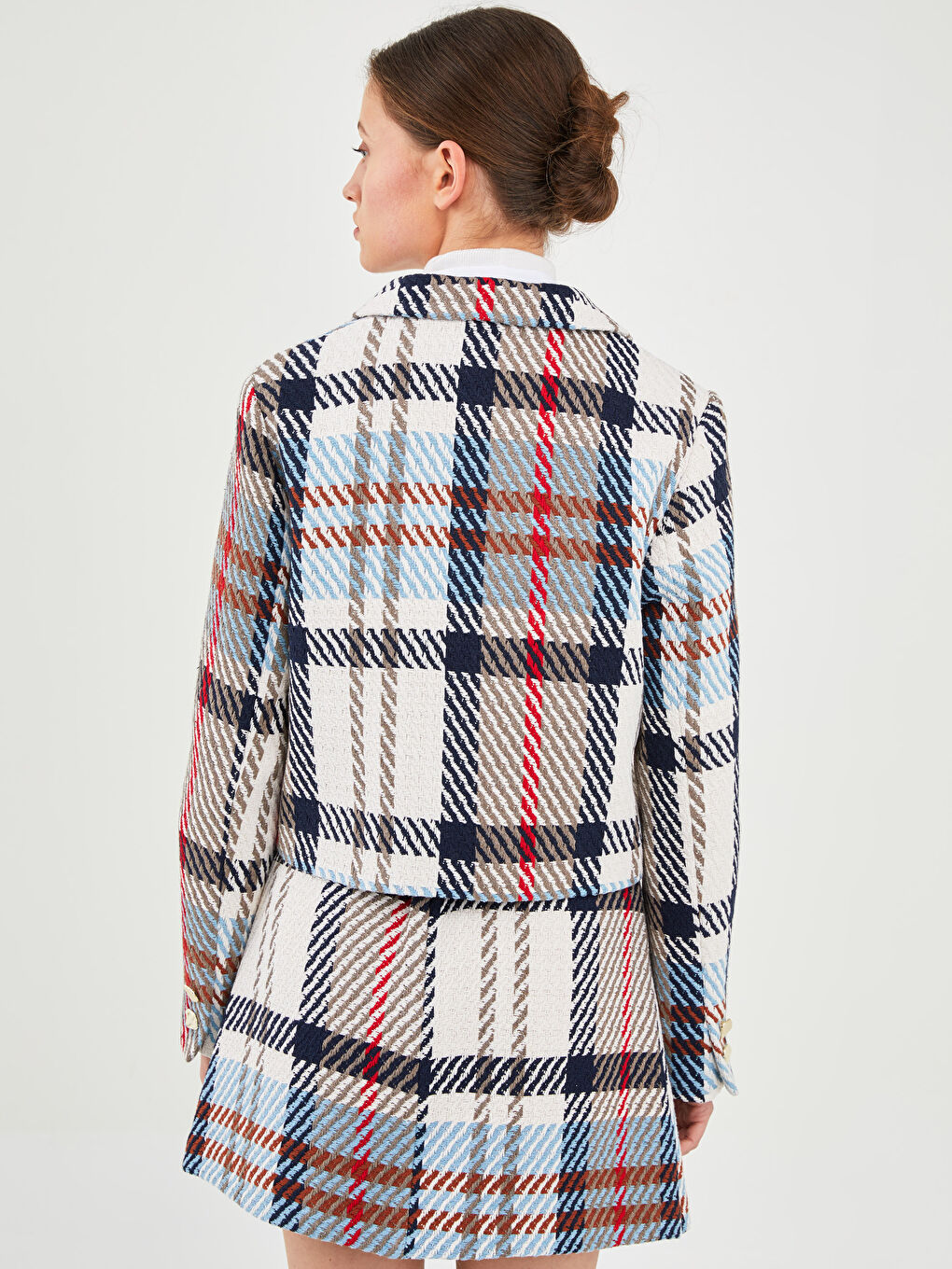LCW Vision GAMZE SARAÇOĞLU X LCW VISION WOMEN'S JACKET - SHIRT COLLAR LONG SLEEVE PLAID CROP -W1JU47Z8-LLX