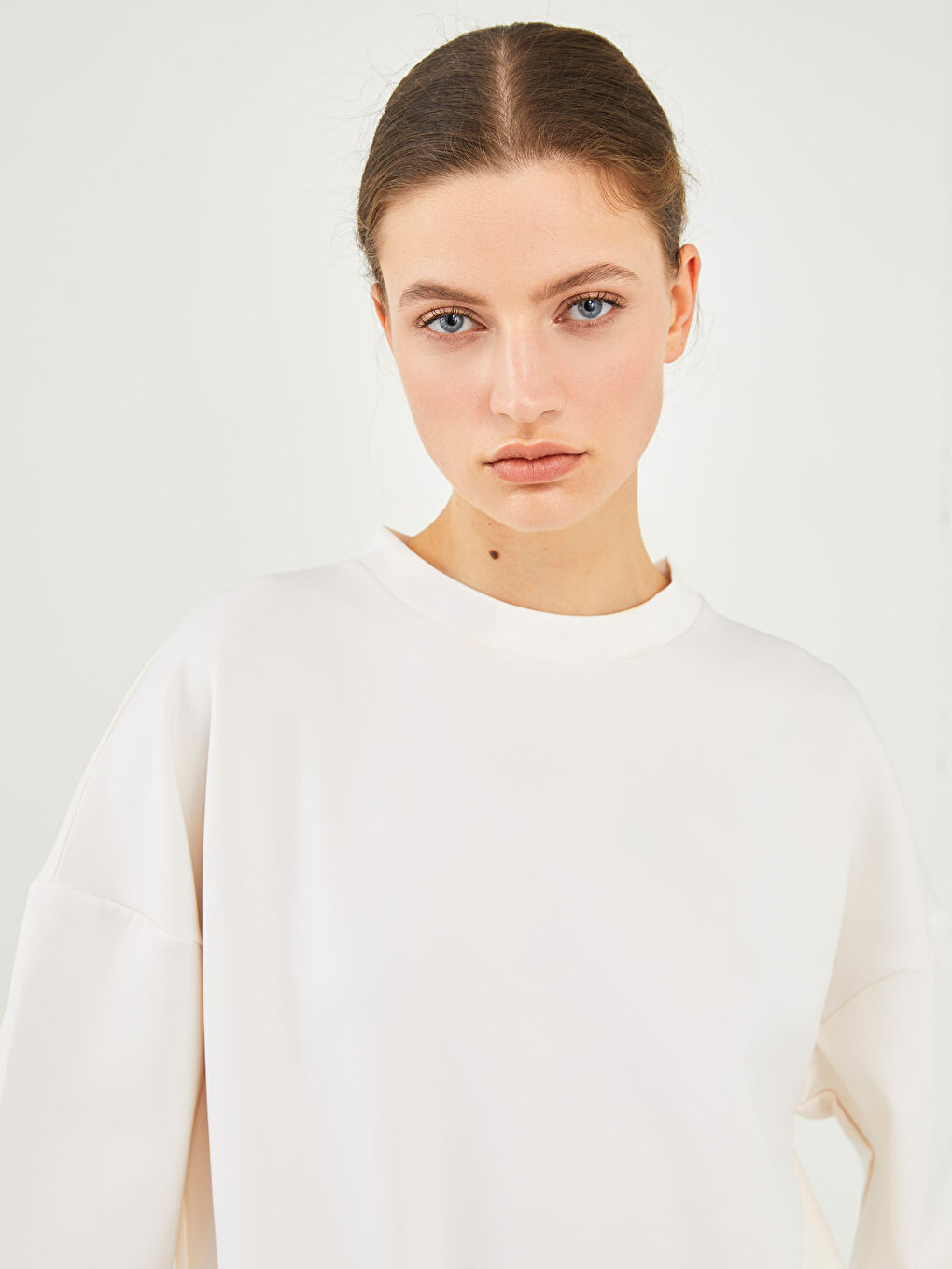 GAMZE SARAÇOĞLU X LCW VISION WOMEN'S SWEATSHIRT - BICYCLE COLLAR BIRD EYE DETAILED LONG SLEEVE-4