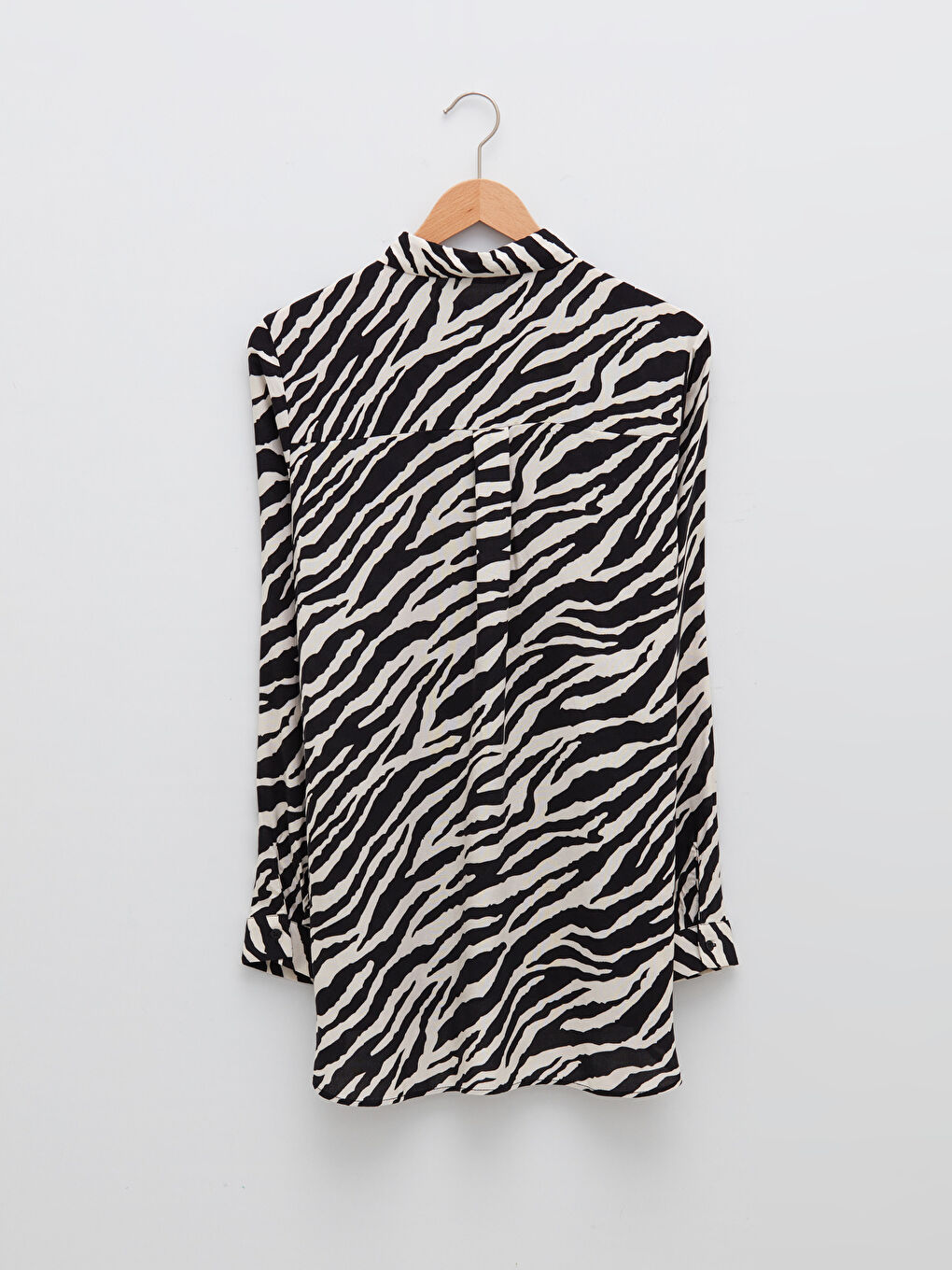 Рубашка женская с застежкой на пуговицы спереди, с длинным рукавом, с узором зебра, из вискозы-6
