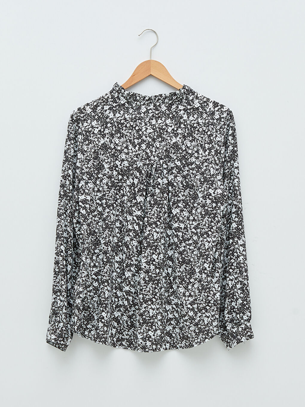 Frilly Collar Patterned Long Sleeve Viscose Women's Shirt -W1JU59Z8-LQJ