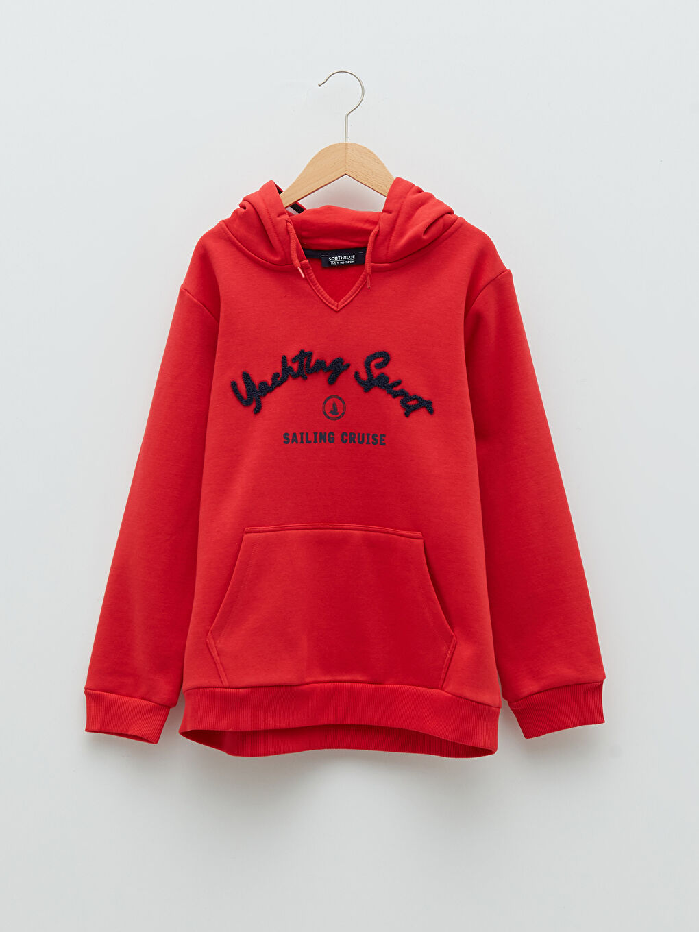 SOUTHBLUE Kırmızı Kapüşonlu Nakış Detaylı Uzun Kollu Kız Çocuk Sweatshirt