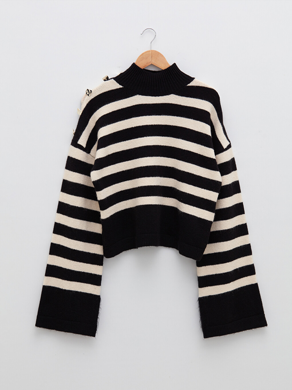 Half Turtleneck Striped Long Sleeve Women's Knitwear Sweater-8