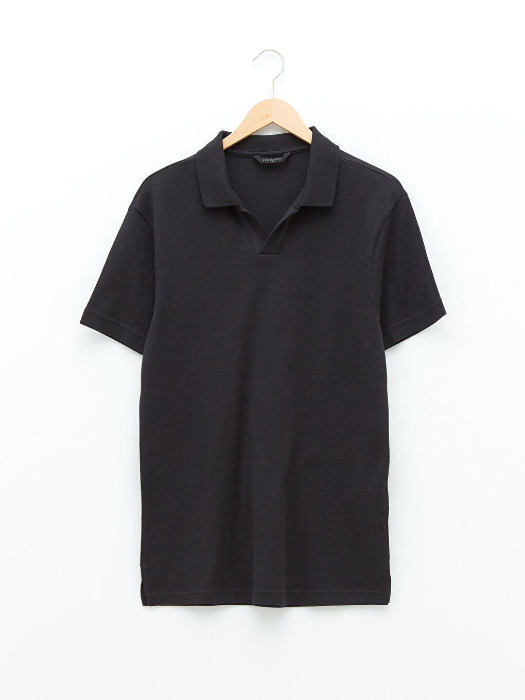 Siyah Polo Yaka Kısa Kollu Erkek Triko Kazak-5