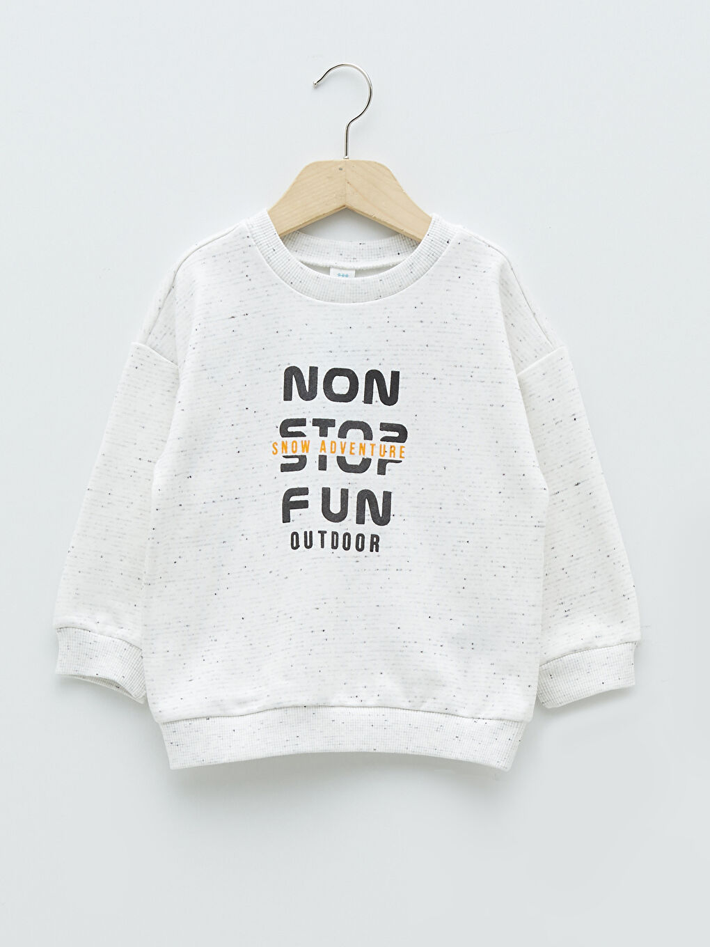 Beyaz Bisiklet Yaka Uzun Kollu Baskılı Erkek Bebek Sweatshirt