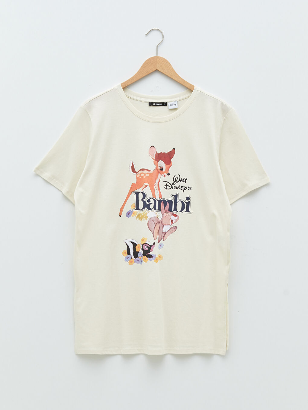 Large Size Crew Neck Bambi Printed Short Sleeve Cotton Women's T-Shirt-5