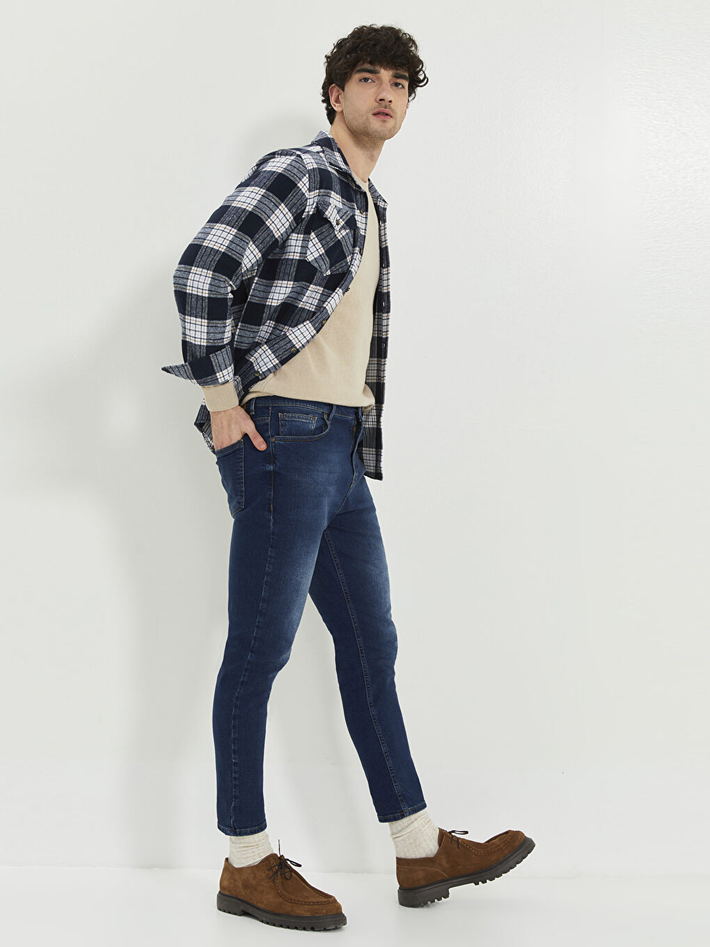 Mavi Havuç Kalıp Erkek Jean Pantolon-1