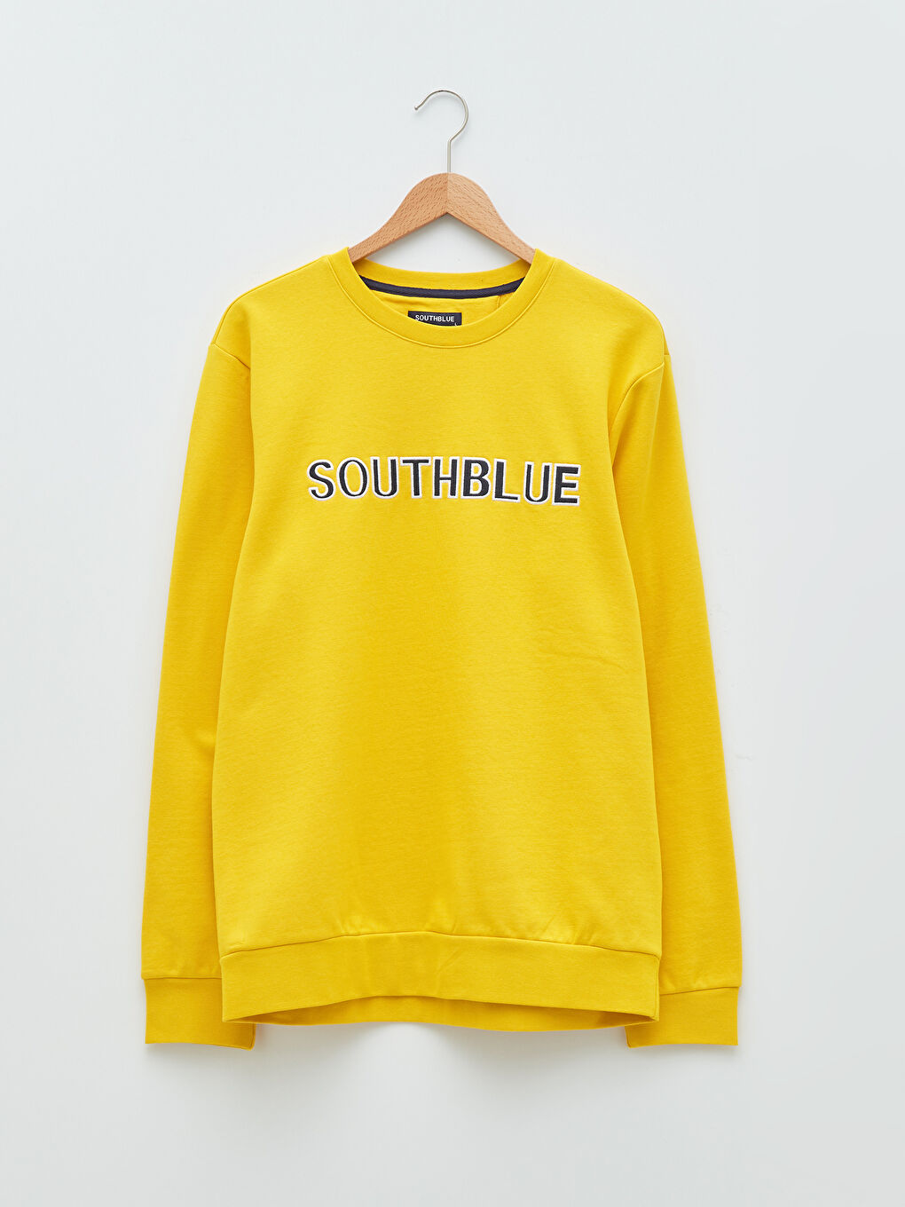 Sarı Bisiklet Yaka Uzun Kollu Baskılı Erkek Sweatshirt-5