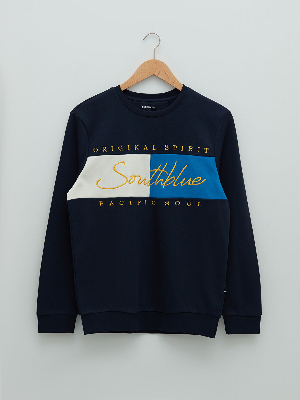 SOUTHBLUE Koyu Lacivert Bisiklet Yaka Uzun Kollu Baskılı Erkek Sweatshirt - 5