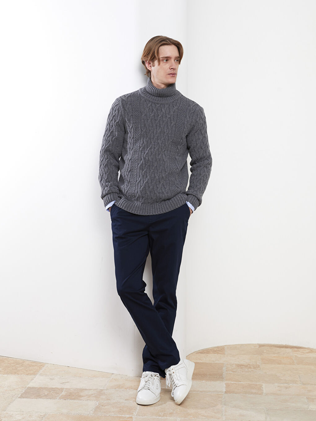 SOUTHBLUE Rollkragen Langarm Selbstgemustert Herren Strickpullover -W1JV44Z8-GYS