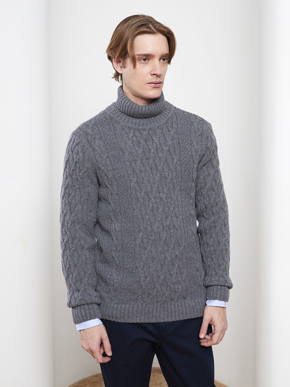 SOUTHBLUE Rollkragen Langarm Selbstgemustert Herren Strickpullover -W1JV44Z8-GYS