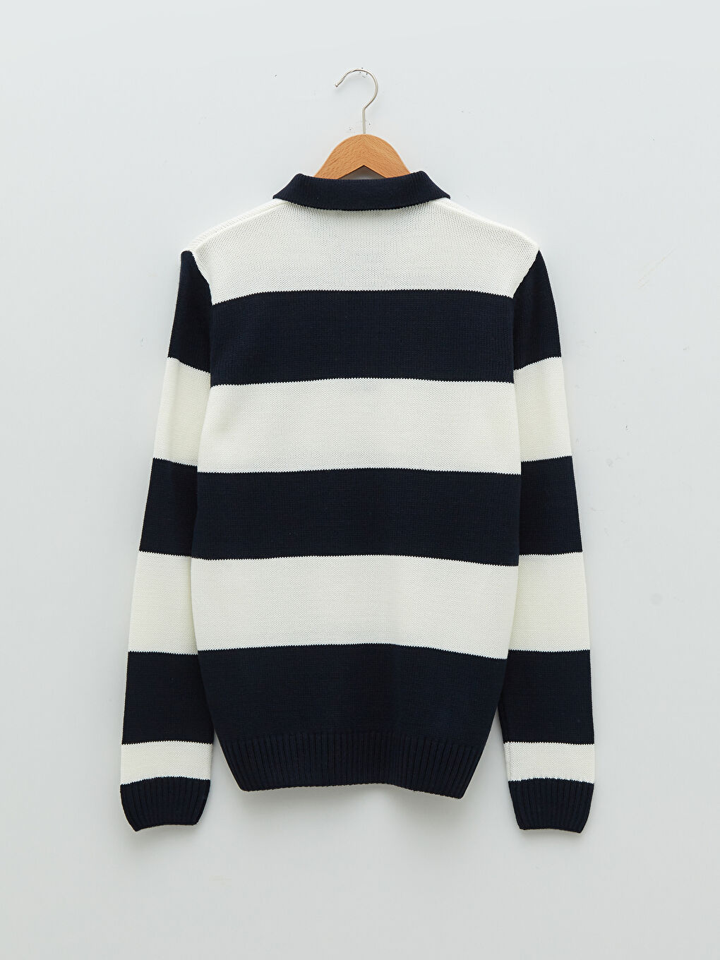 SOUTHBLUE Polo Neck Long Sleeve Striped Men's Knitwear Sweater -W1JV49Z8-LGS
