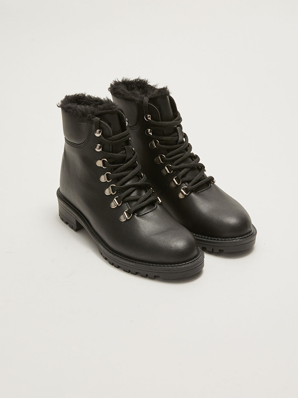 Faux Leather Women's Lace-Up Snow Boots