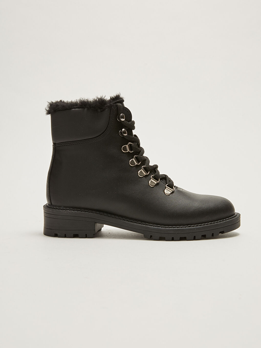 Faux Leather Women's Lace-Up Snow Boots-1